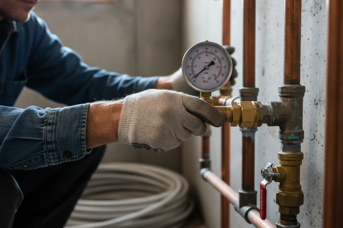 Pressure testing a repaired line during Water Line Repair in Buffalo